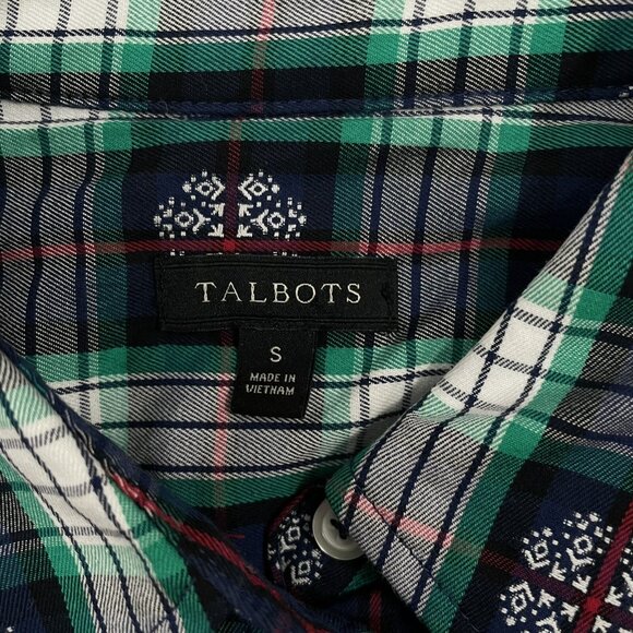 Talbots Womens Shirt Size Small Plaid Jacquard Snowflake Pattern Long Sleeves - Picture 4 of 5